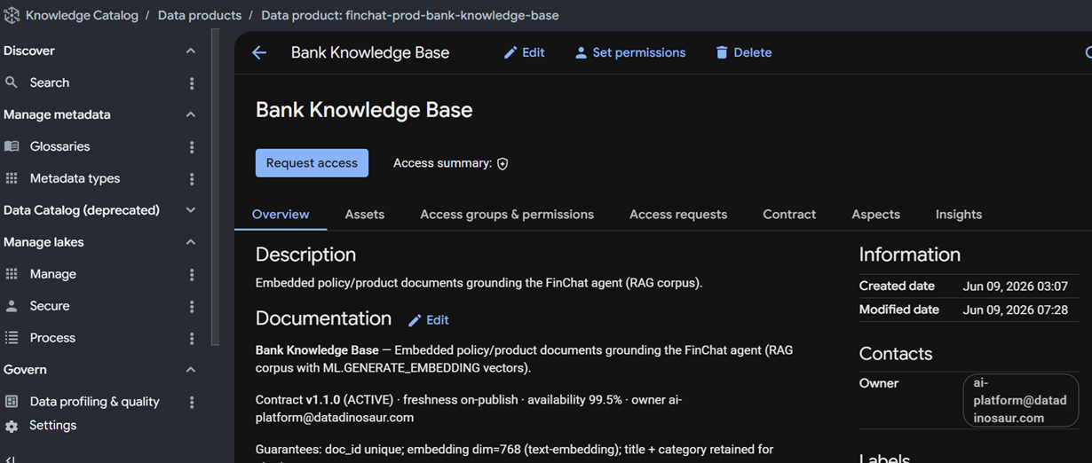 A data product overview page