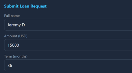 Loan request form